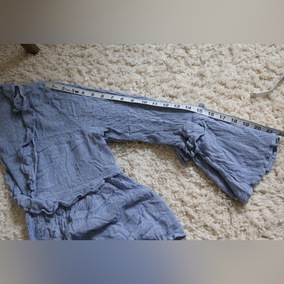 Blue American Eagle Ruffle Top with Bell Sleeves - Picture 9 of 9